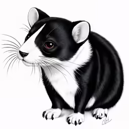 a black and white animal with large, round eyes
