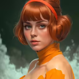 a painting of a woman with red hair