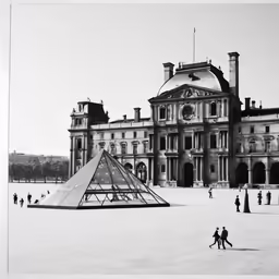 black and white image of an exterior of a building