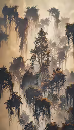 a tree filled with lots of hanging green plants