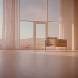 a large window with curtains that are opened