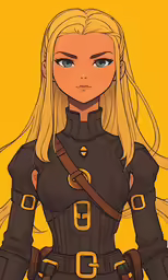 a drawing of a girl in armor and glasses