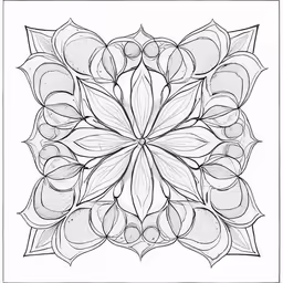 a circular drawing of a flower on white paper