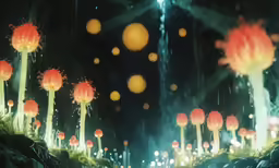 the landscape is filled with many colorful lights