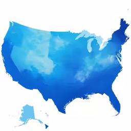 blue watercolor map of the united states