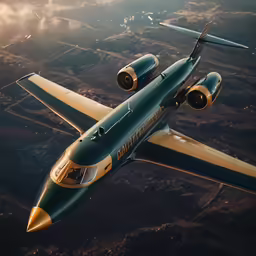 there is an air plane flying in the air