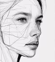 an artistic drawing of a girl