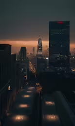 city street lights as it glows on the skyline
