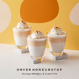three cups with a foamy topping on each one