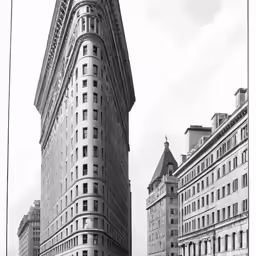 the view of an old looking building next to a tall building