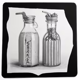 two old glass vases sit on the floor