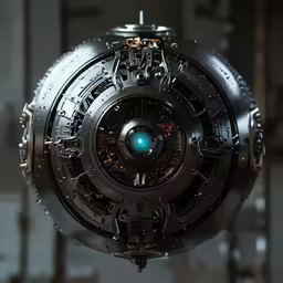 a clock with some sort of metal parts on display
