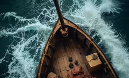 a person standing on the back of a boat