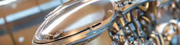 a close up shot of a metallic metal tray