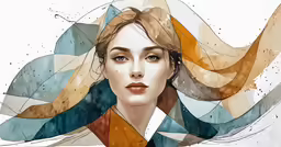 the portrait of a young woman in abstract clothing