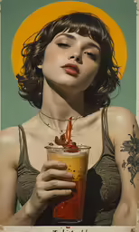 a person is holding a drink in their hand