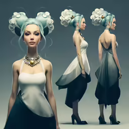 some female characters dressed up in black and white