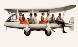 a group of people on a small plane