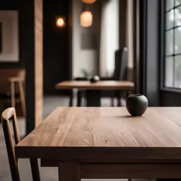 a table and chairs sit next to each other in a restaurant