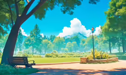 a park filled with lots of trees and green plants