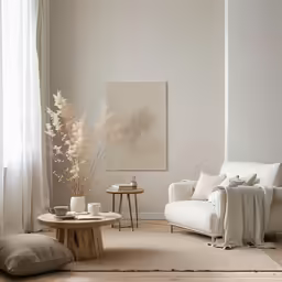 a living room with a couch, coffee table and rug