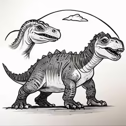 the dinosaur and its baby, drawn by a woman