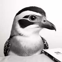 a close up of a bird on a pillow