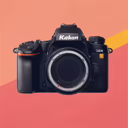 a digital camera with a colorful background