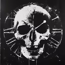 a skull that has been drawn with black ink
