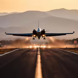 a jet takes off from the runway as it is driven