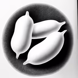 a plate with two pieces of fruit on it