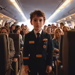 the young boy is dressed in an air force uniform