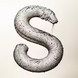 a drawing of a snake hanging from a string
