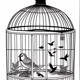 a bird is sitting inside a cage,bird in a cage with bird inside it