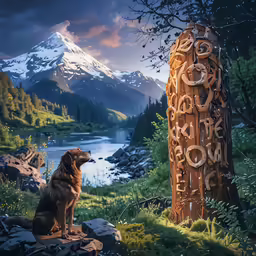 there is a brown dog on a grassy hill