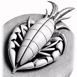 a drawing of a crab on a plate