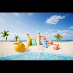 an inflatable floaty sitting on a beach