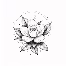 the flower tattoo design has been drawn in black ink and is featured on white paper