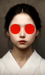 the girl has been wearing red circles to her face