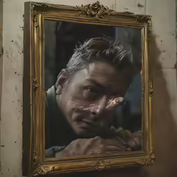there is a reflection of a man with a nose ring in a mirror