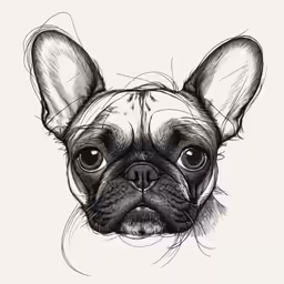 the head of a dog is drawn with lines