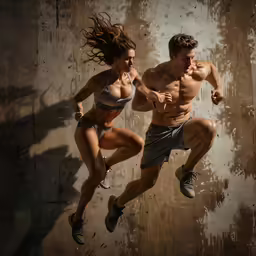 a muscular woman and a muscular man