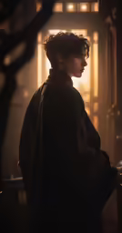 a boy with dark hair wearing a dark hoodie
