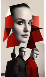 some people with different suits and red triangles