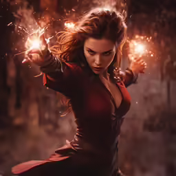 a beautiful woman holding two lights up with her hands