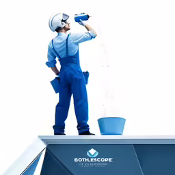 a person standing on top of a trash can