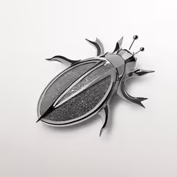 a lady bug is sitting on the floor with a sharp blade
