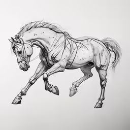 an ink drawing of a horse