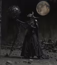 a woman with a creepy face holding an umbrella