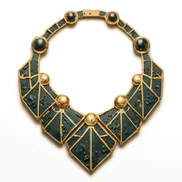 a gold, emerald and diamond necklace, by burch, circa - 70